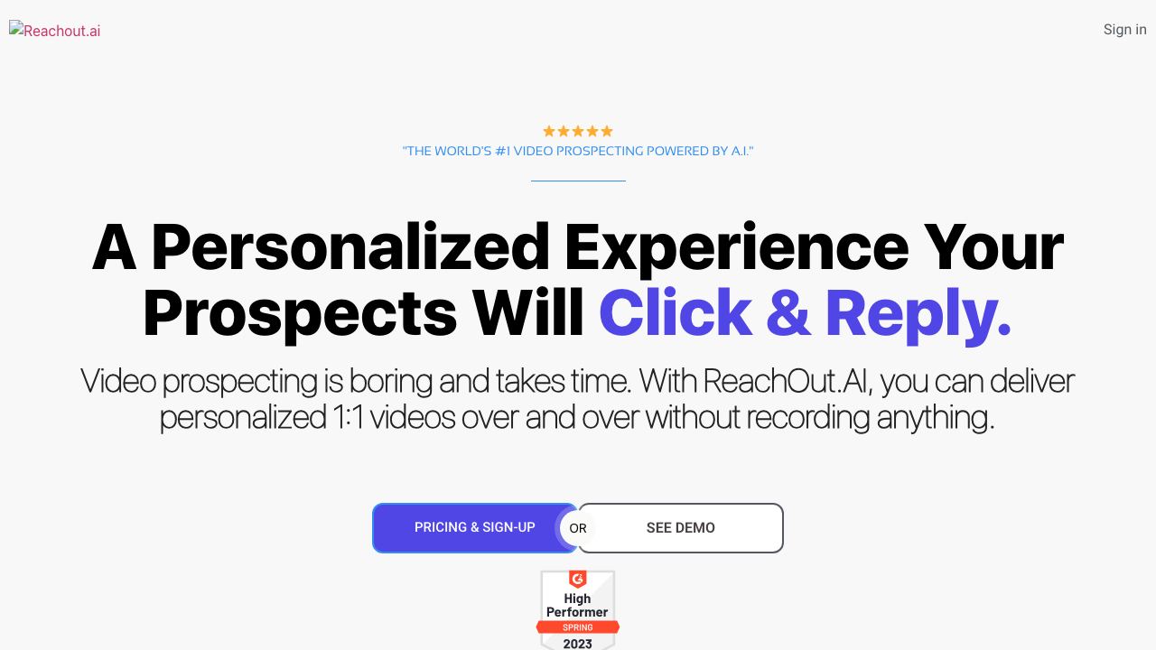 Reachout.ai website screenshot