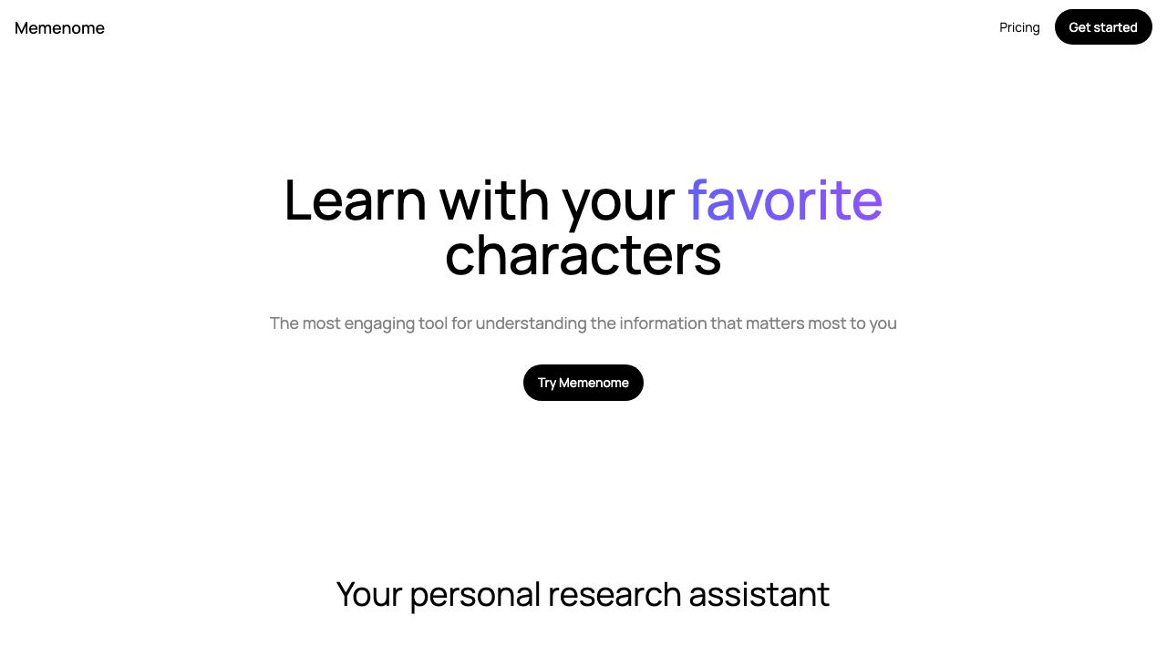 Memenome AI website screenshot