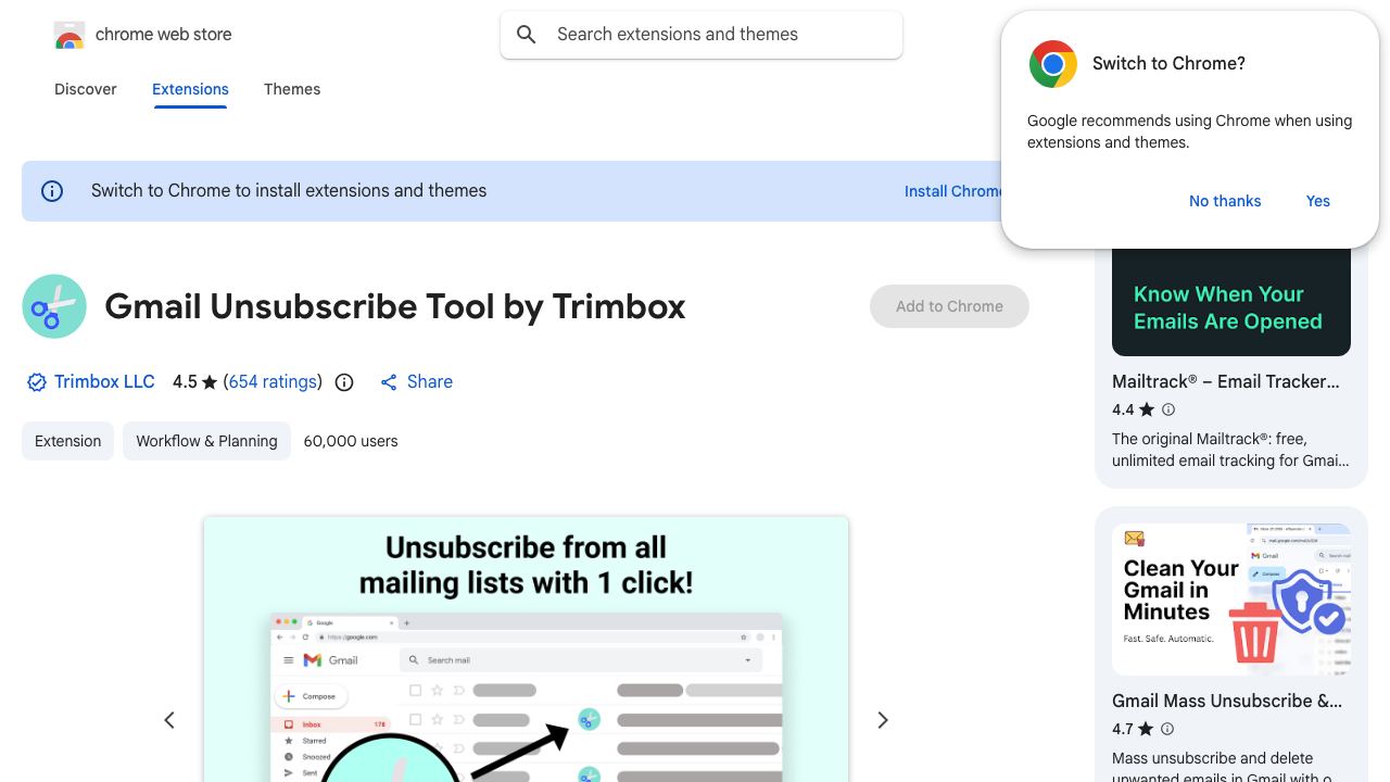 Gmail Unsubscribe & AI Email Writer: Trimbox 网站截图