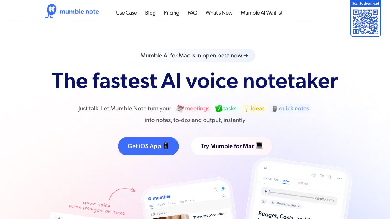 Mumble Note website screenshot