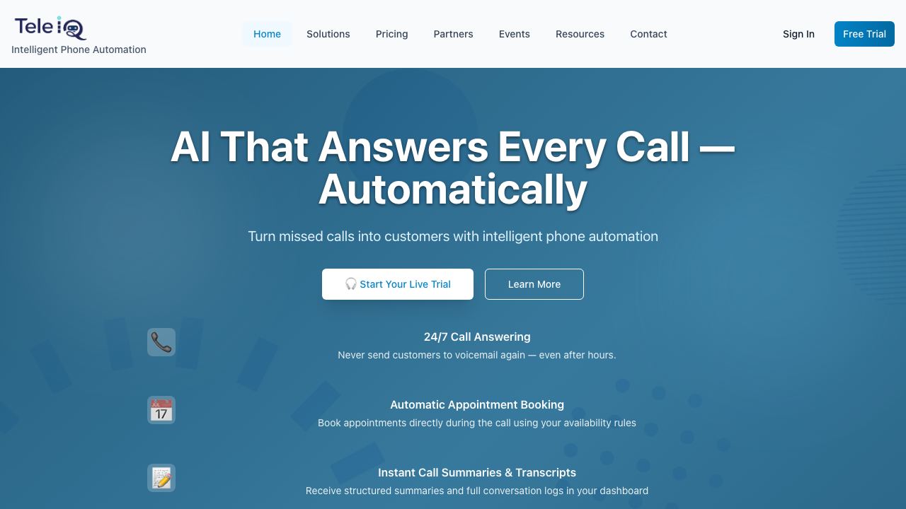 Teleiq website screenshot