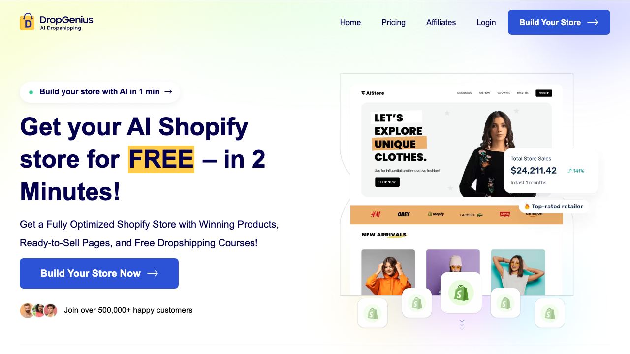 DropGenius website screenshot