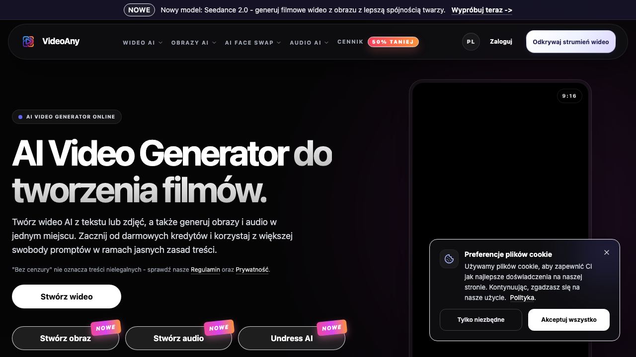 VideoAny Poland 网站截图