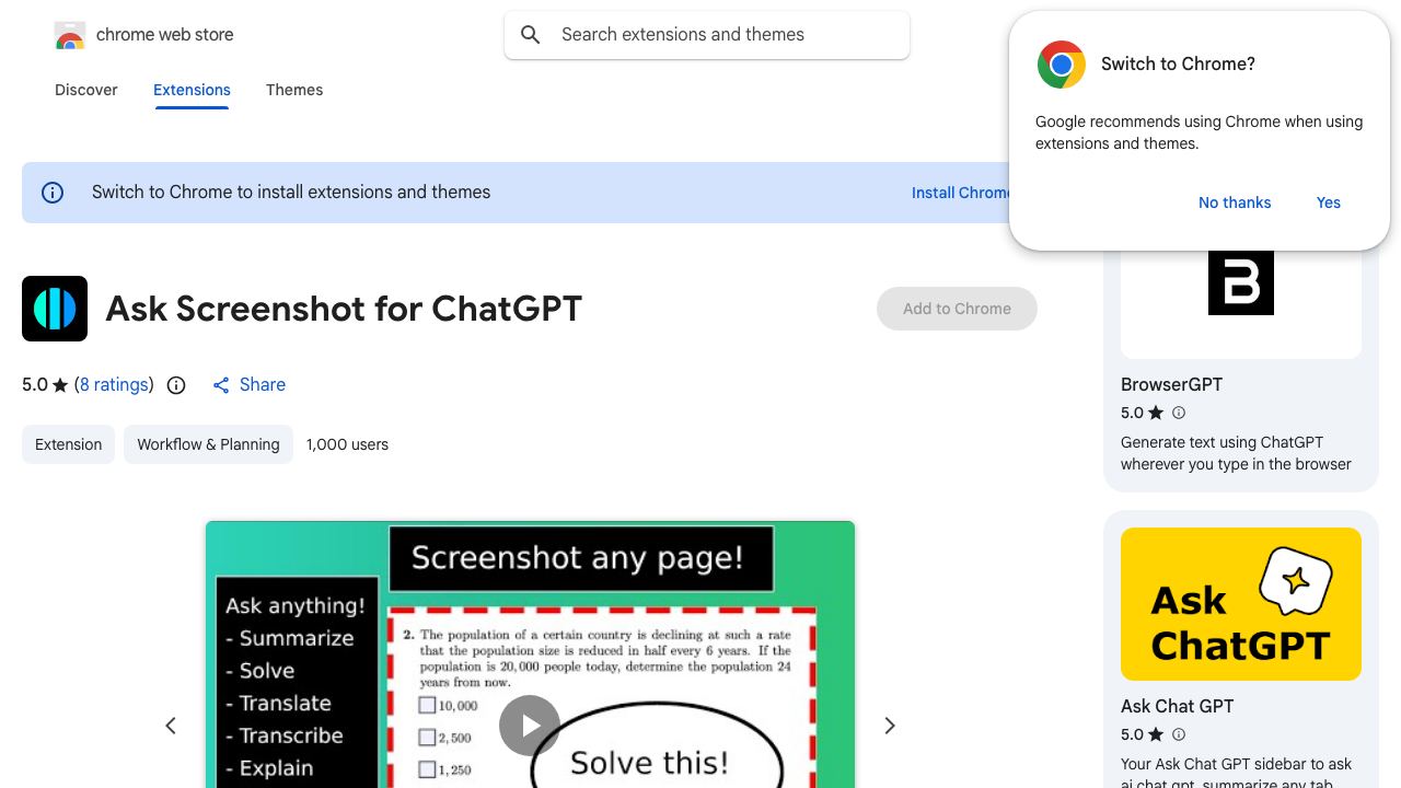 Ask Screenshot for ChatGPT 网站截图