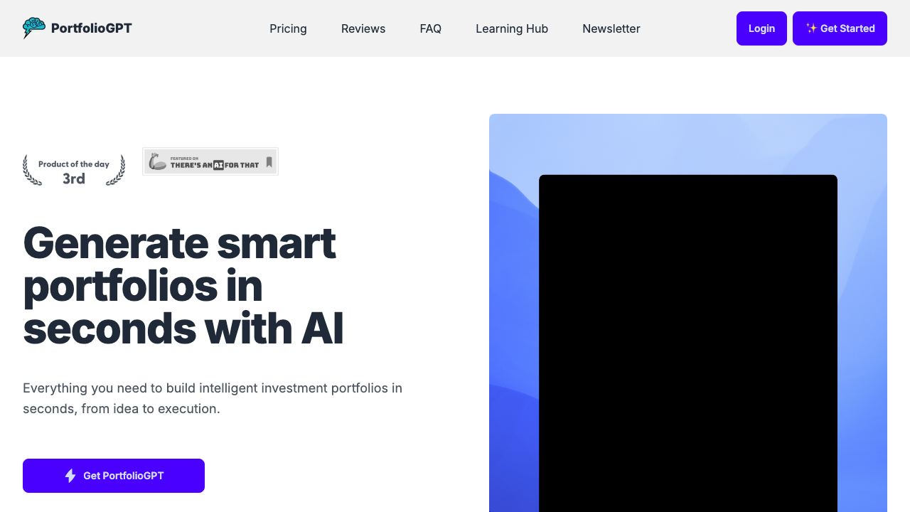 PortfolioGPT website screenshot