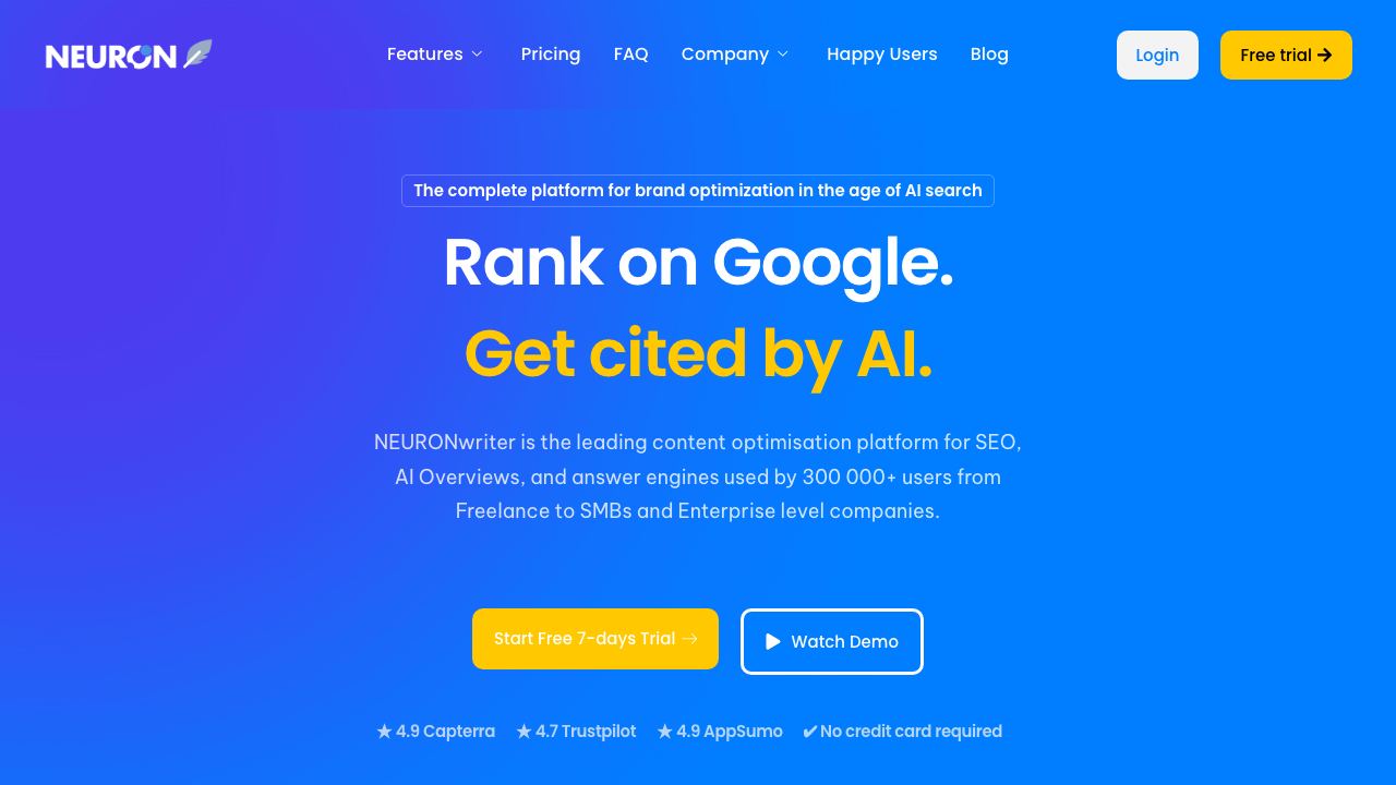 NeuronWriter website screenshot