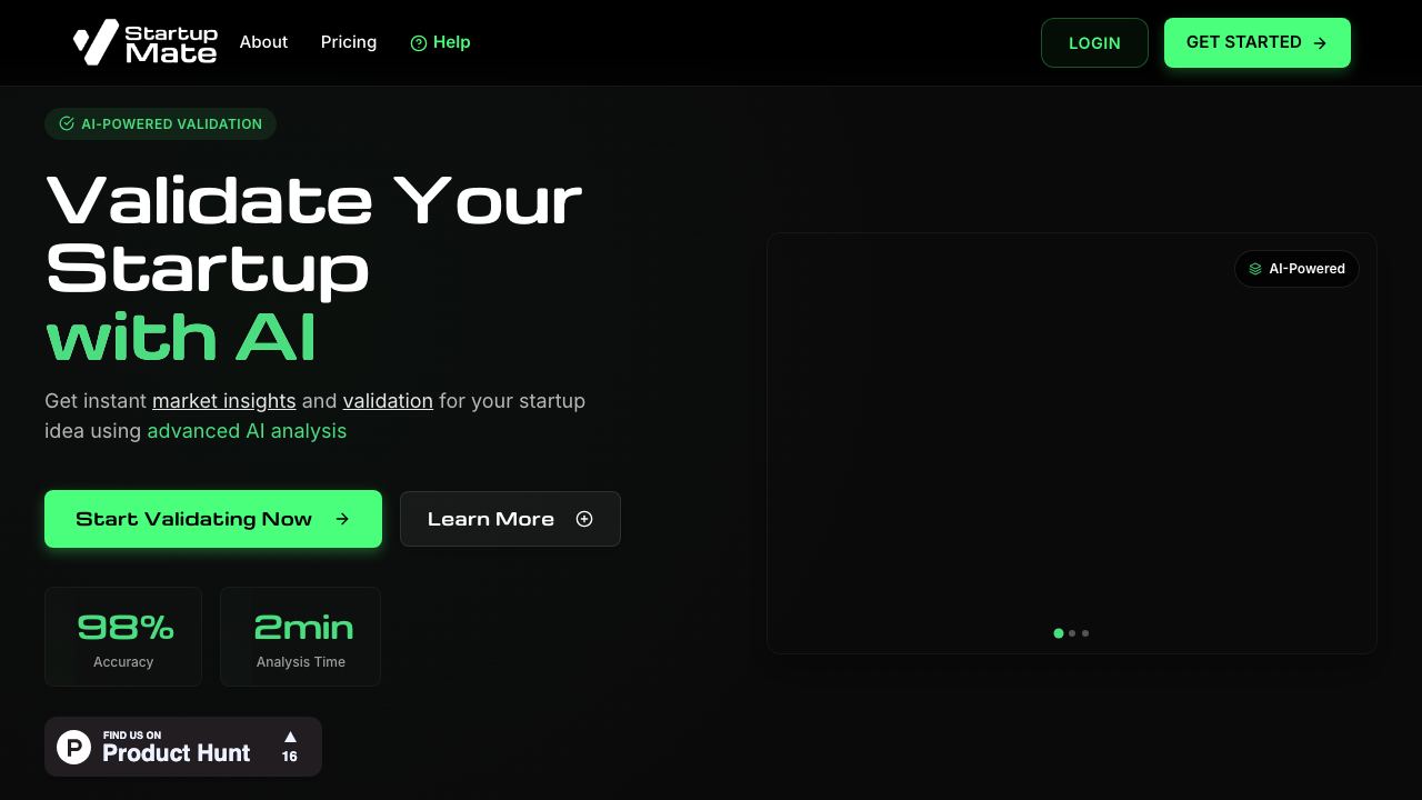 StartupMate website screenshot