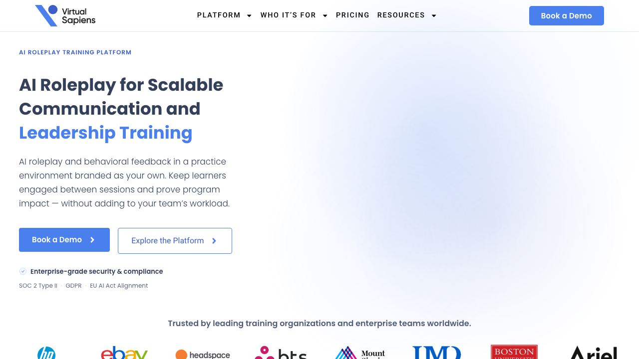 Virtual Sapiens website screenshot