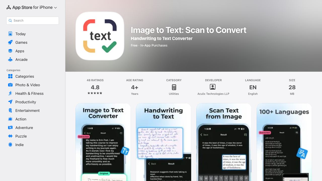 ocrX Image to Text 网站截图