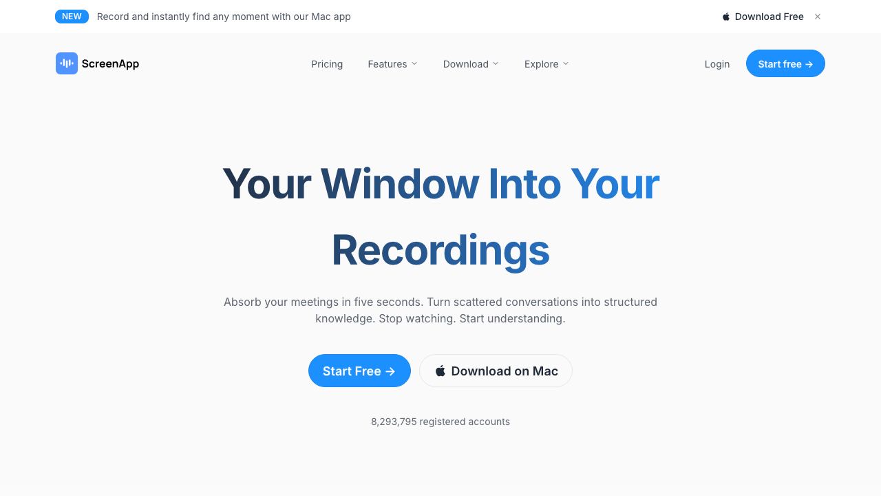 ScreenApp website screenshot
