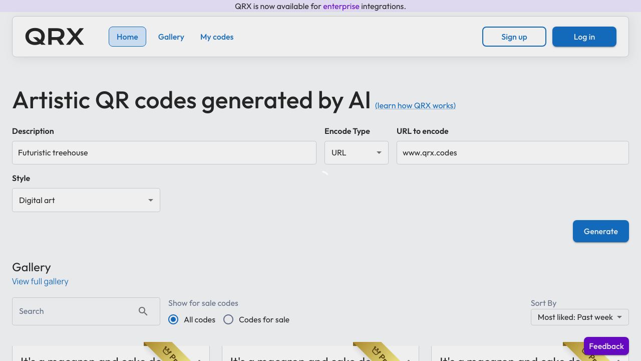 QRX Codes 网站截图