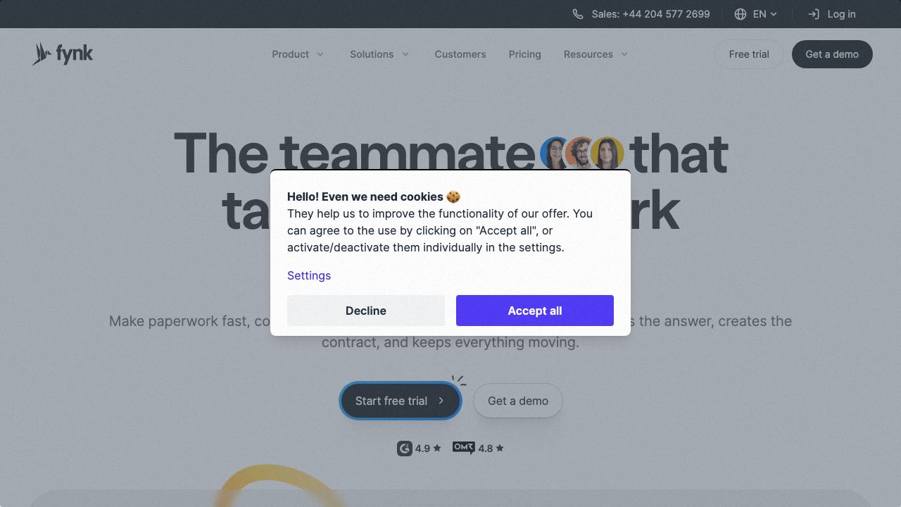 Fynk website screenshot