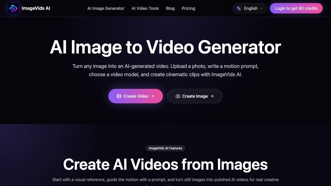ImageVids AI website screenshot
