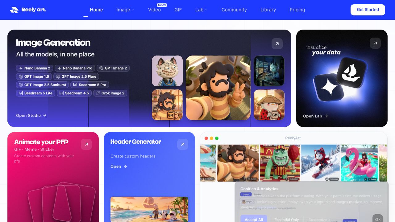 ReelyArt website screenshot