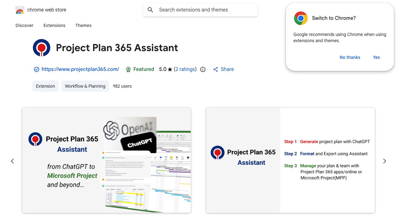 Project Plan 365 Assistant 网站截图