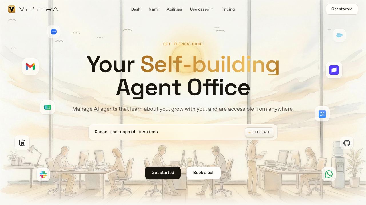 Vestra AI website screenshot