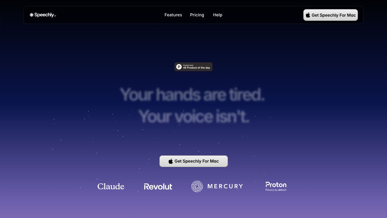 Speechly website screenshot