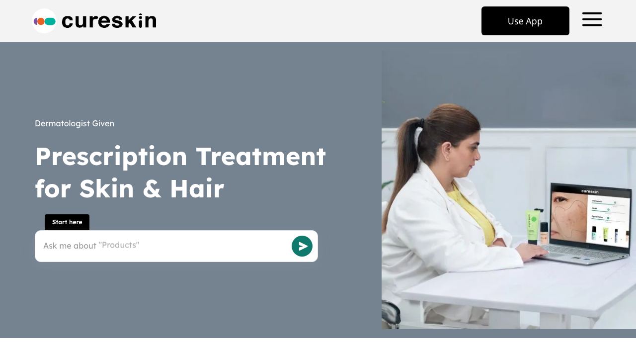 CureSkin website screenshot