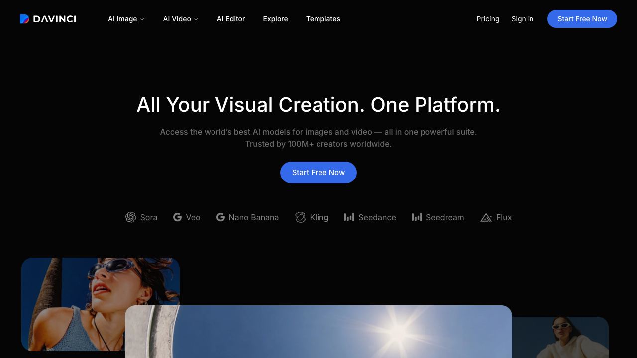 DaVinci AI 网站截图