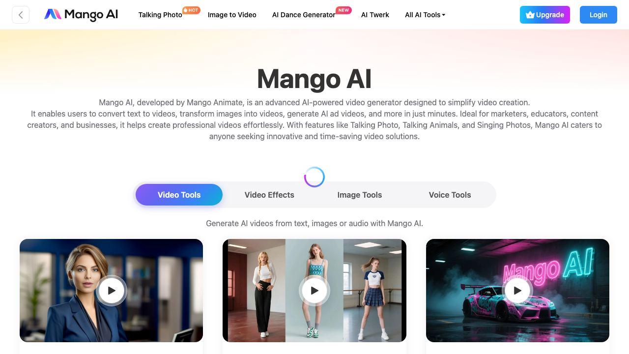 Mango AI website screenshot