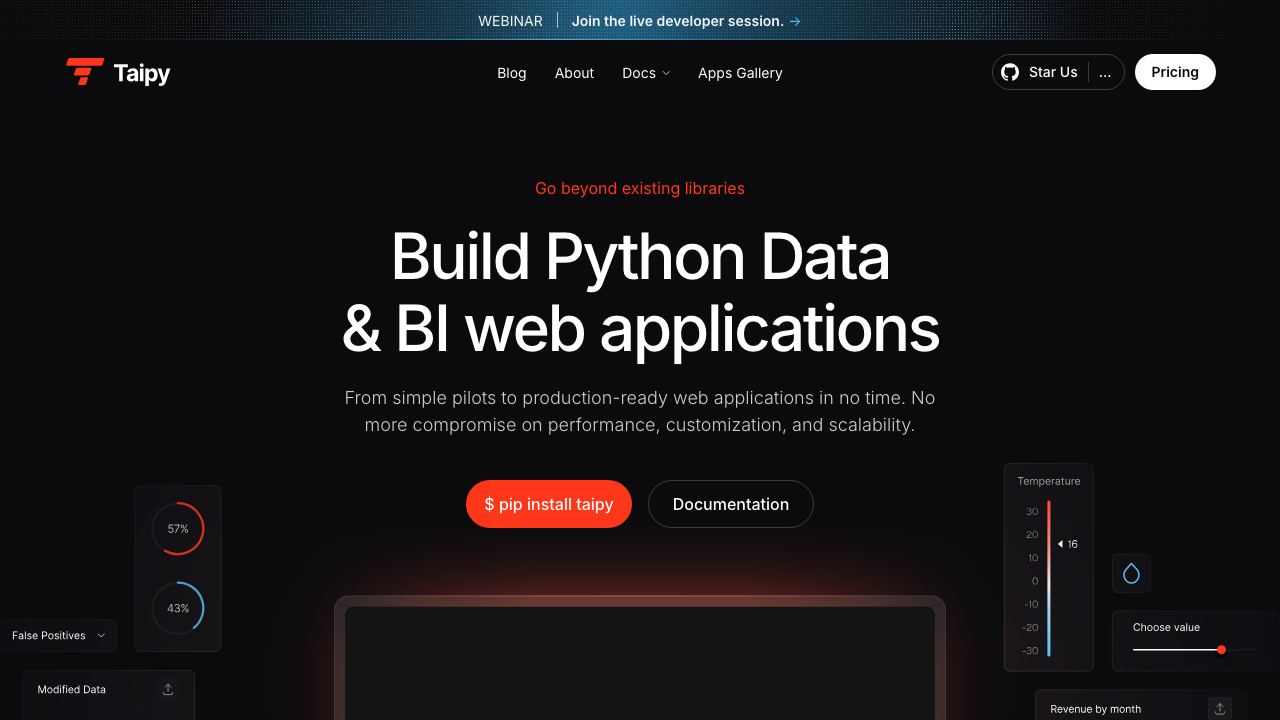 Taipy website screenshot