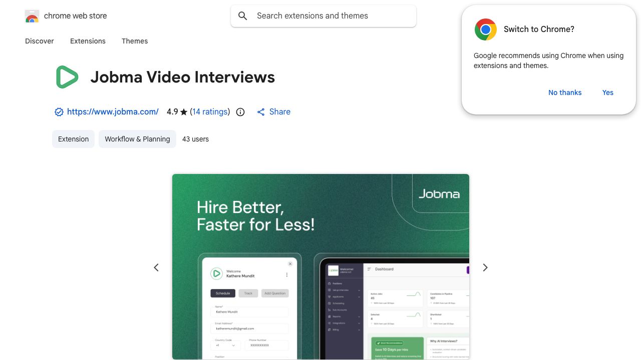 Jobma Video Interviews 网站截图