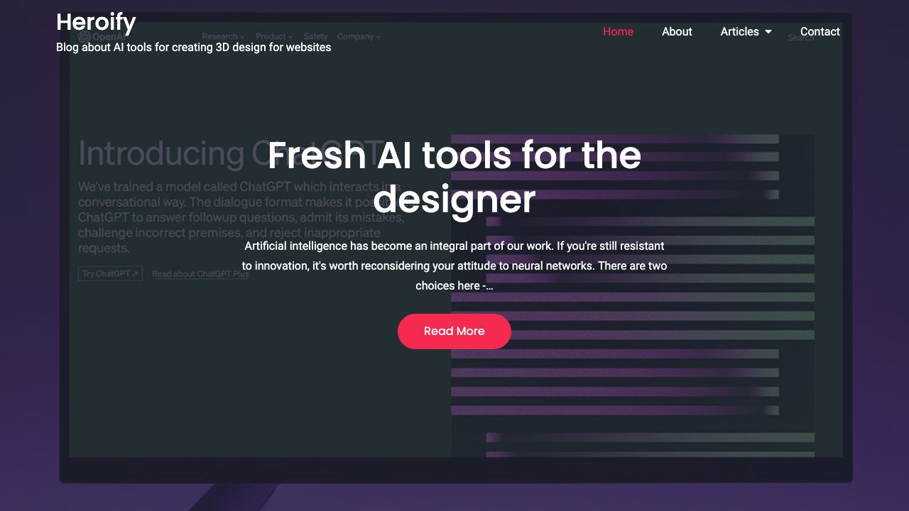 heroify website screenshot