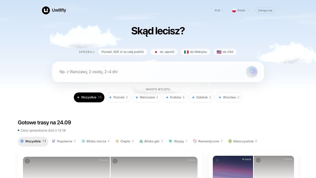Uwillfly website screenshot