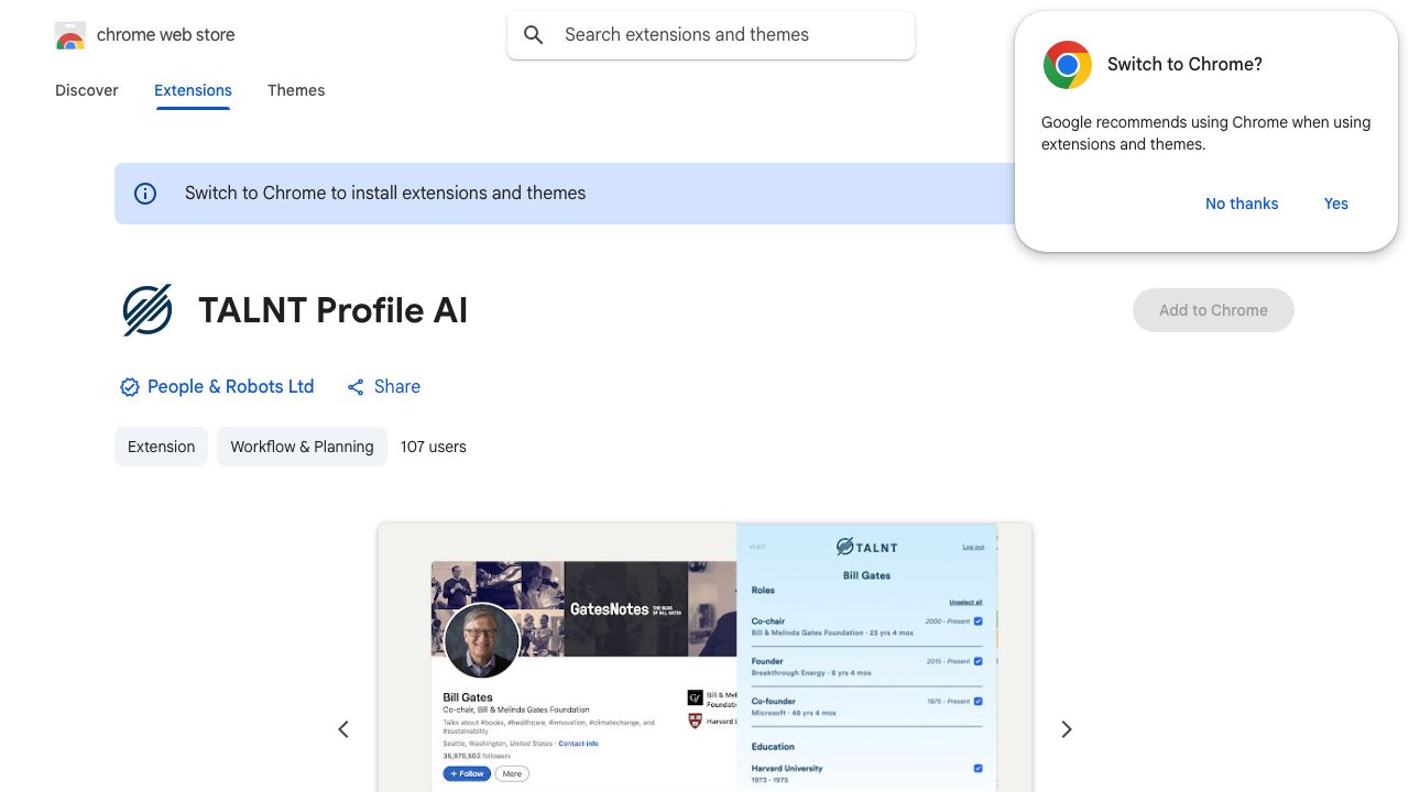 TALNT Profile AI 网站截图