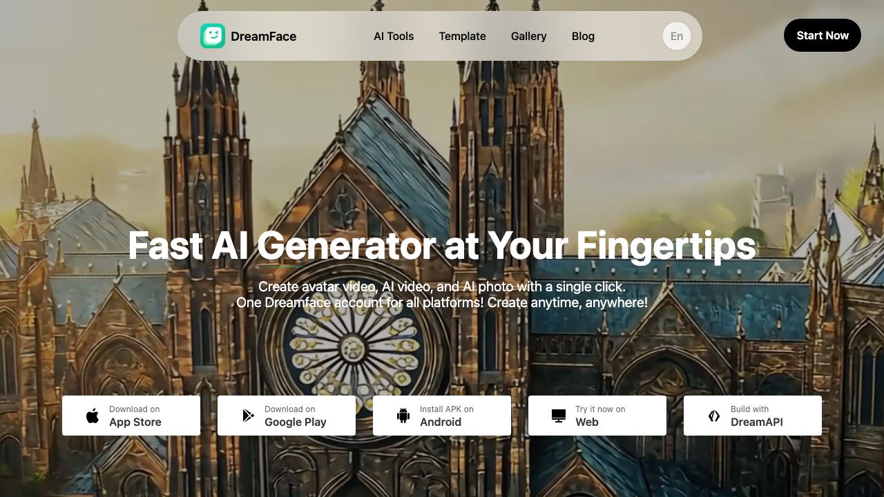 DreamFace website screenshot