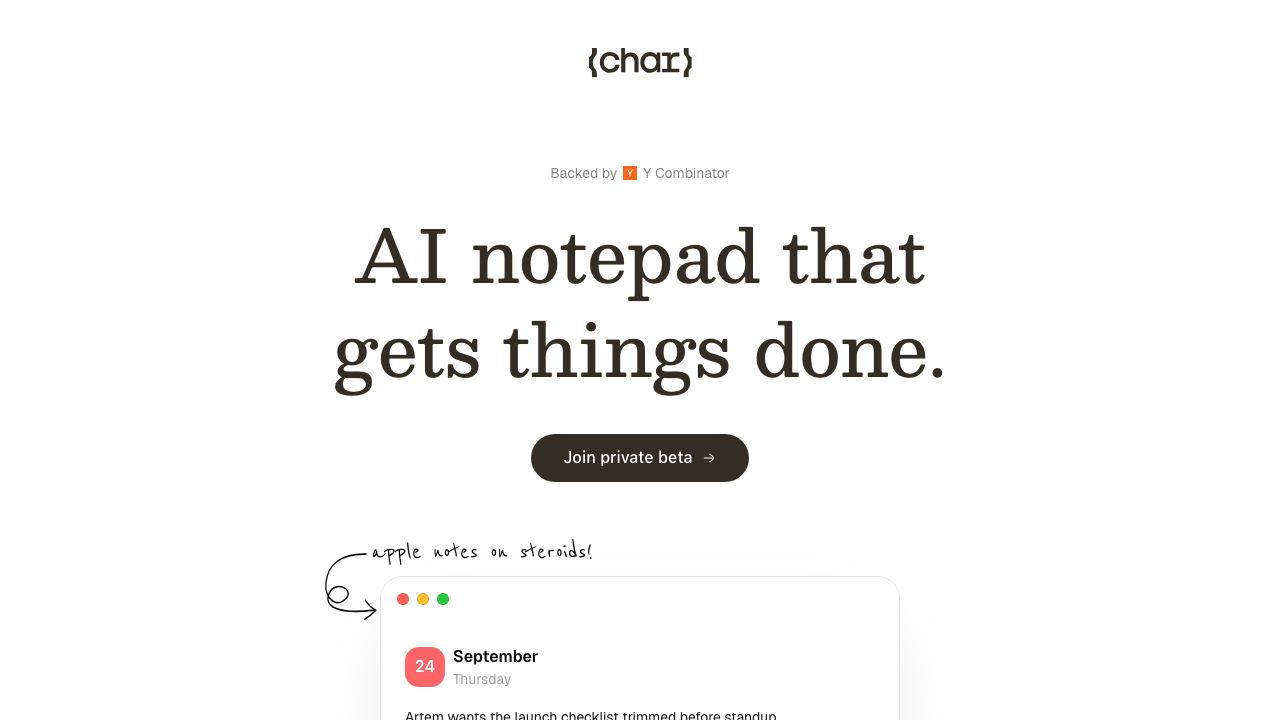 Hyprnote website screenshot