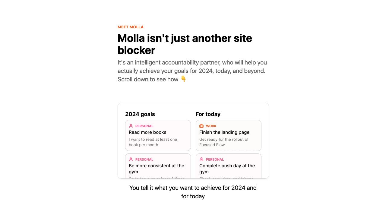 Molla website screenshot