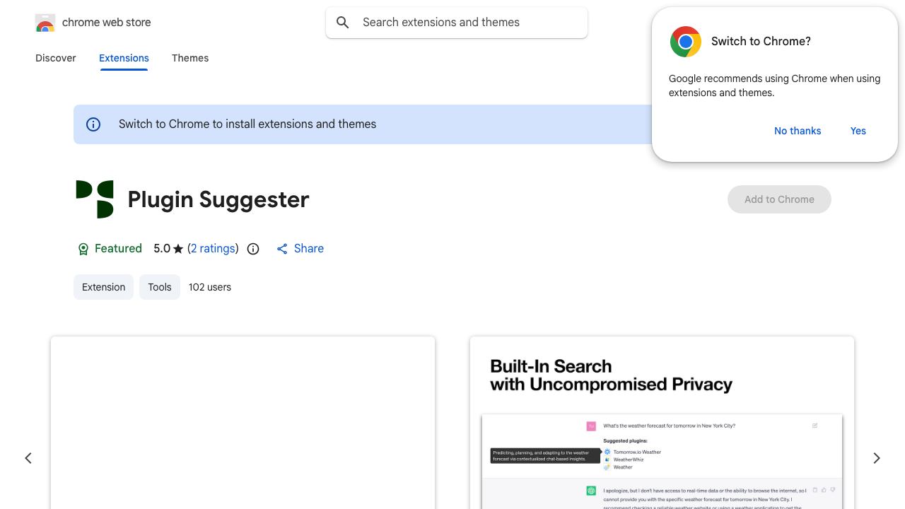 Plugin Suggester for ChatGPT 网站截图