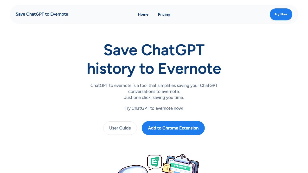 Save ChatGPT history to Evernote 网站截图