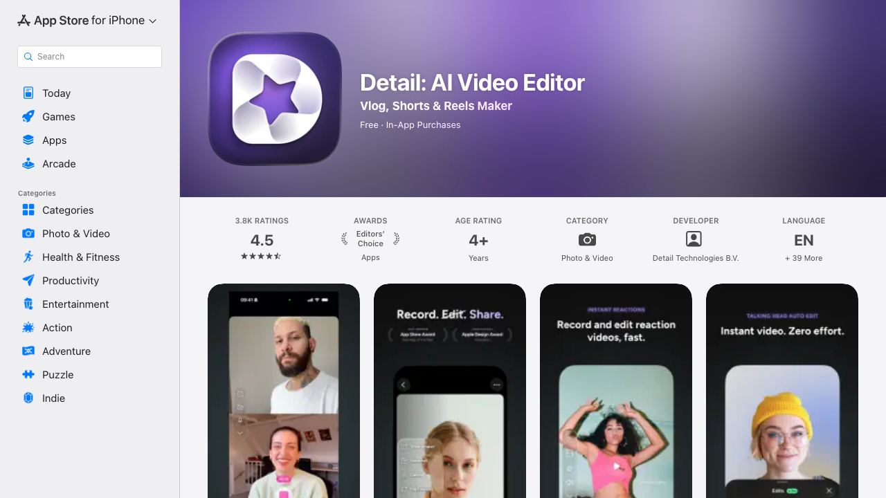 Detail: Video Camera & Editor 网站截图