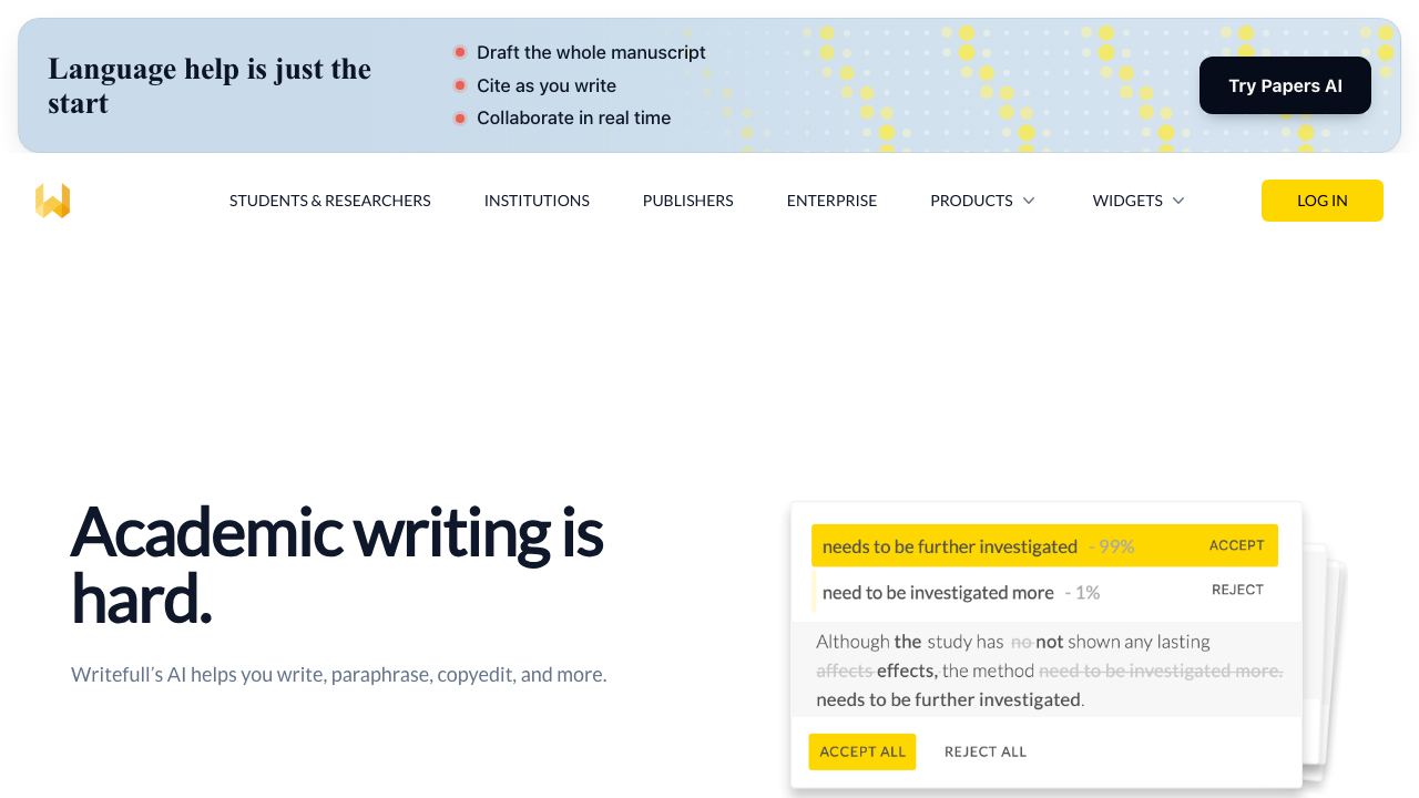Writefull website screenshot