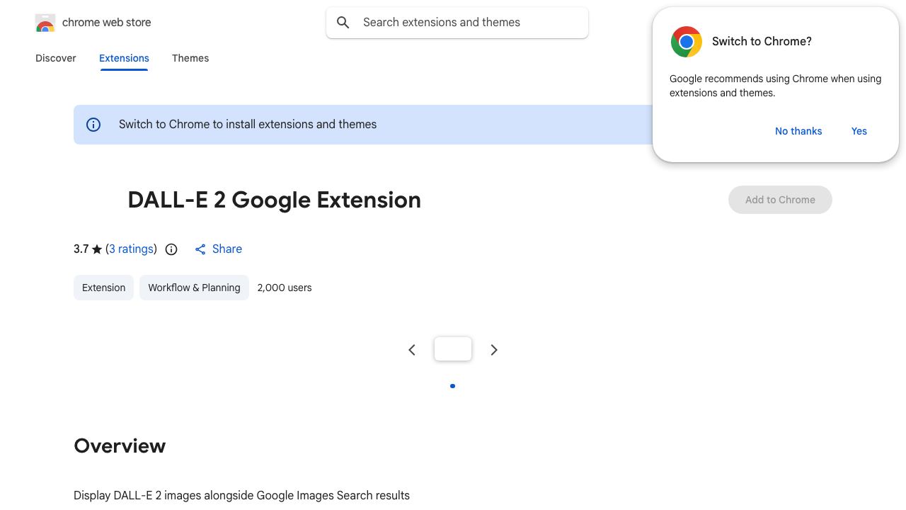 DALL-E 2 Google Extension 网站截图
