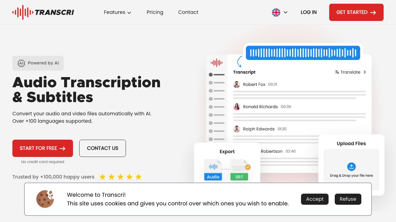 Transcri website screenshot