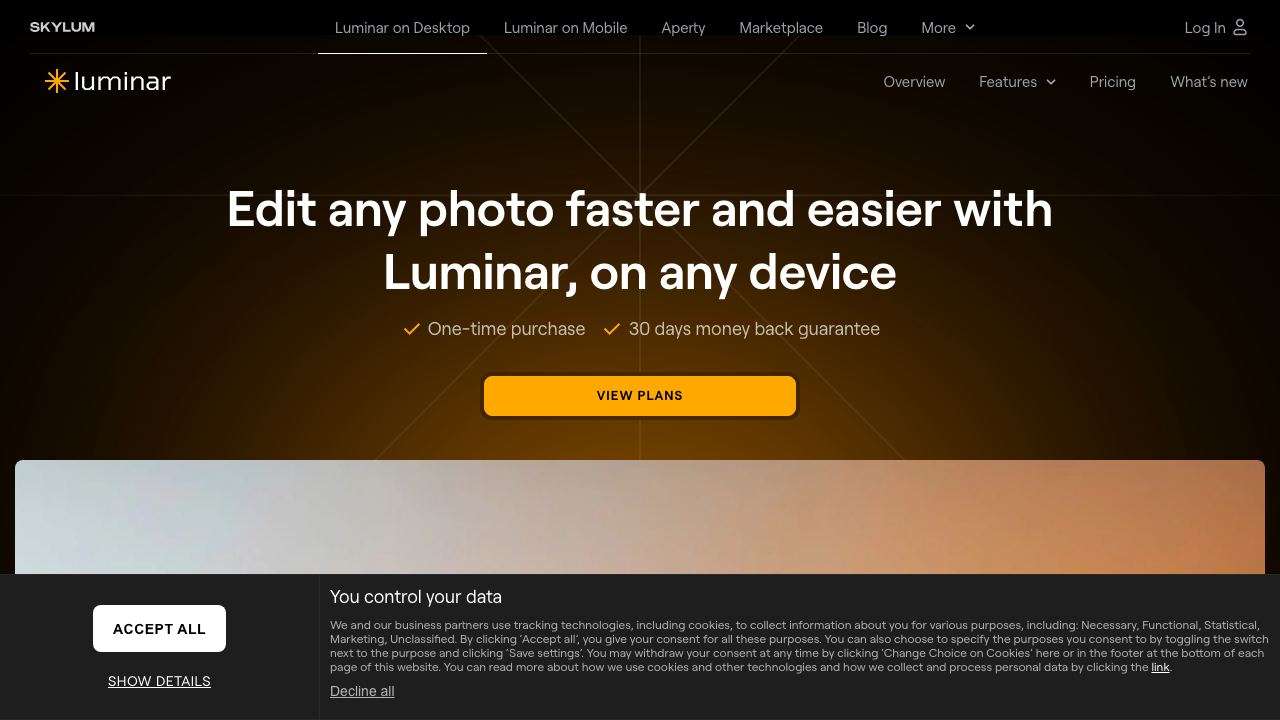 Luminar Neo website screenshot