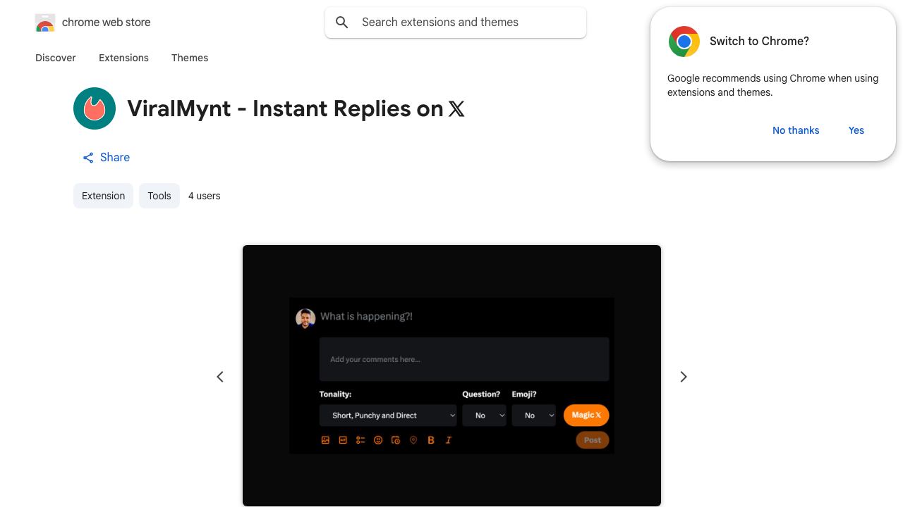 Virallex - Instant Replies on 𝕏 网站截图