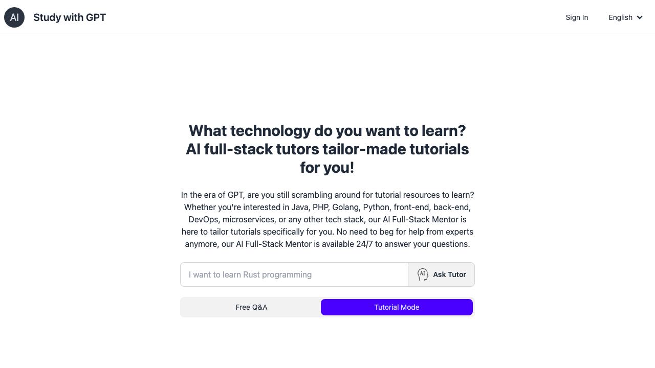 Study with GPT 网站截图