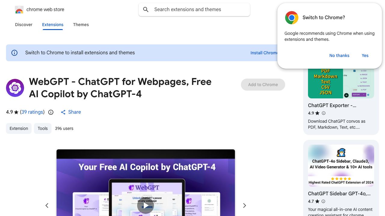 WebGPT - Chat with webpage 网站截图