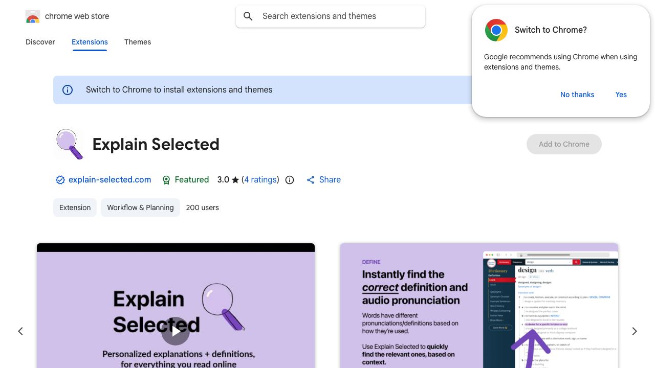 Explain Selected website screenshot