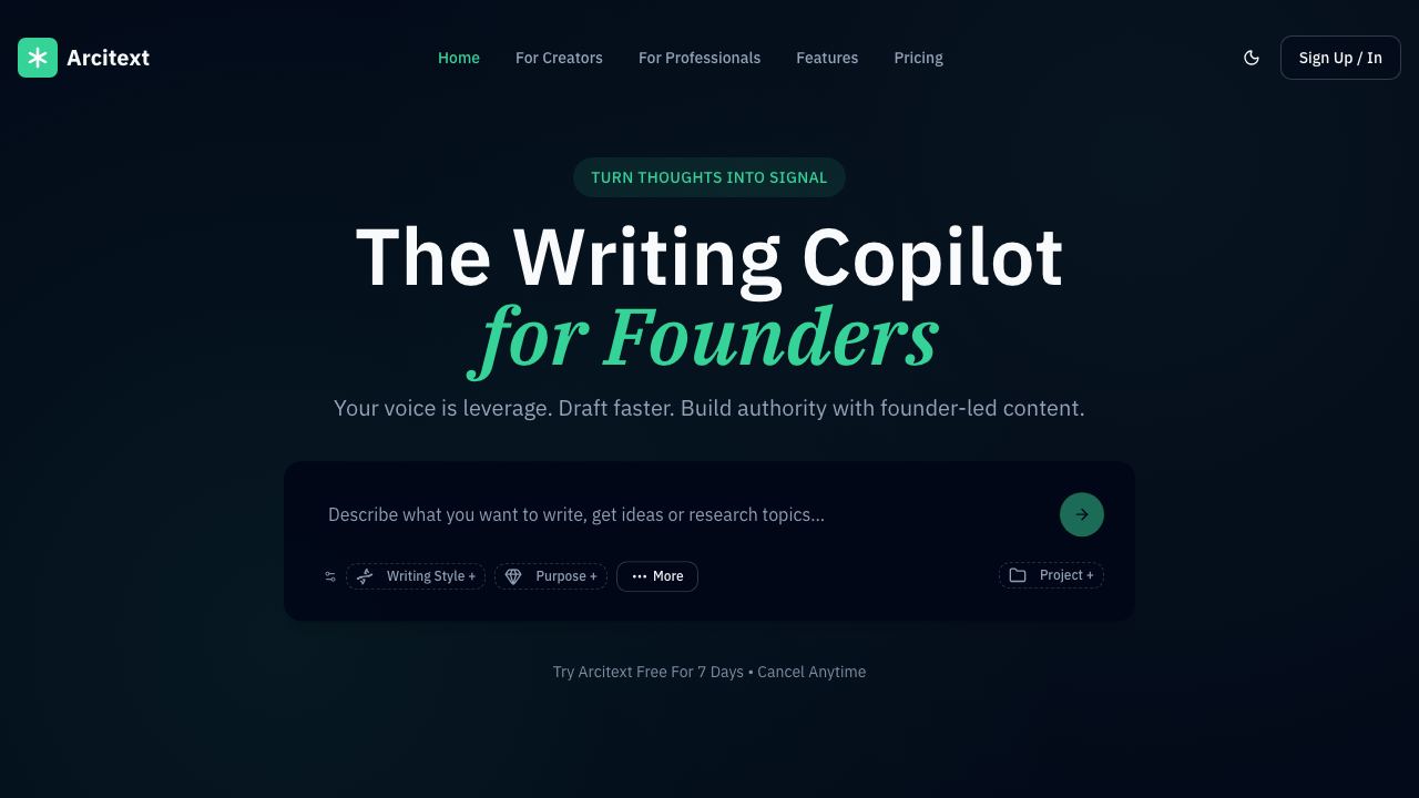 Arcitext.com website screenshot