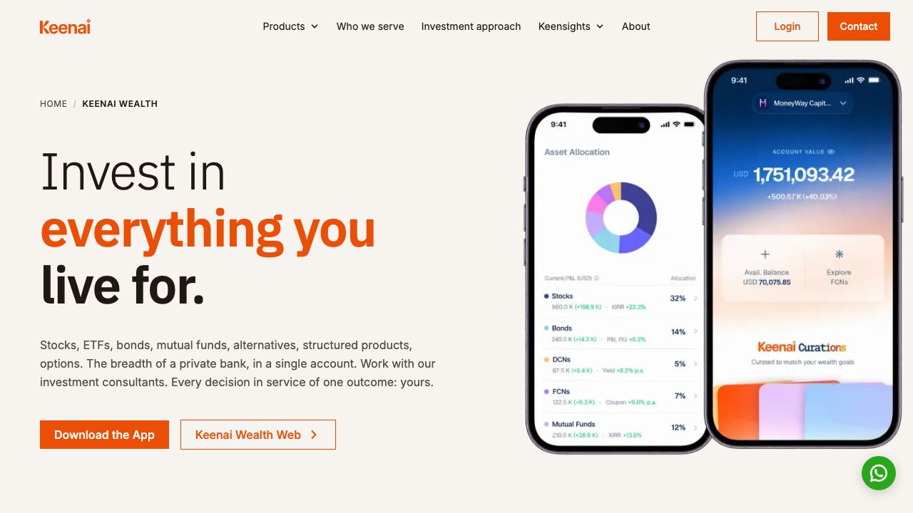 Keenai Wealth website screenshot
