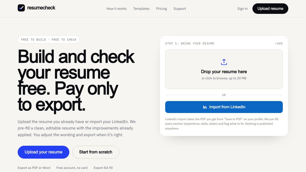 resumecheck.net website screenshot
