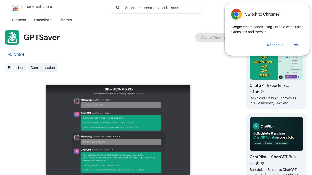 GPTSaver website screenshot