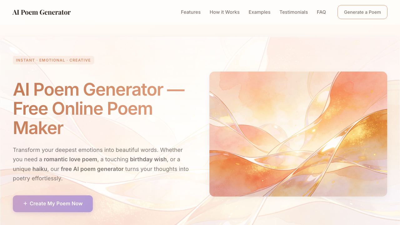PoemAI website screenshot