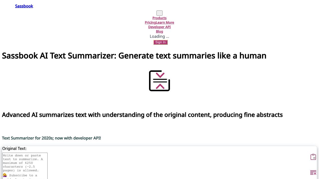AI Summarizer | Sassbook 网站截图