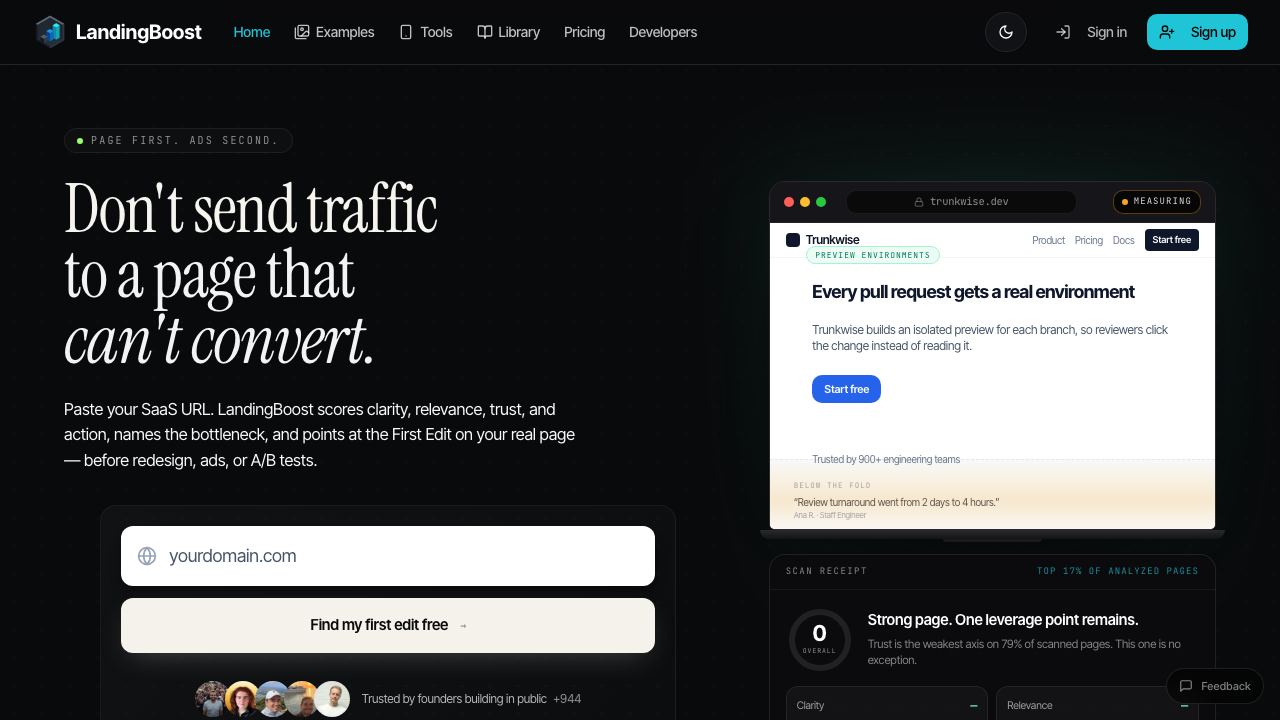 LandingBoost 网站截图